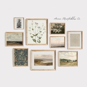 Light Naturals | A Light Vintage Aesthetic Set of 9 Gallery Prints for Digital Download | Neutral Tone Printable Wall Art | Cottagecore Art