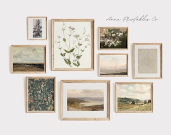 Light Naturals | A Light Vintage Aesthetic Set of 9 Gallery Prints for Digital Download | Neutral Tone Printable Wall Art | Cottagecore Art