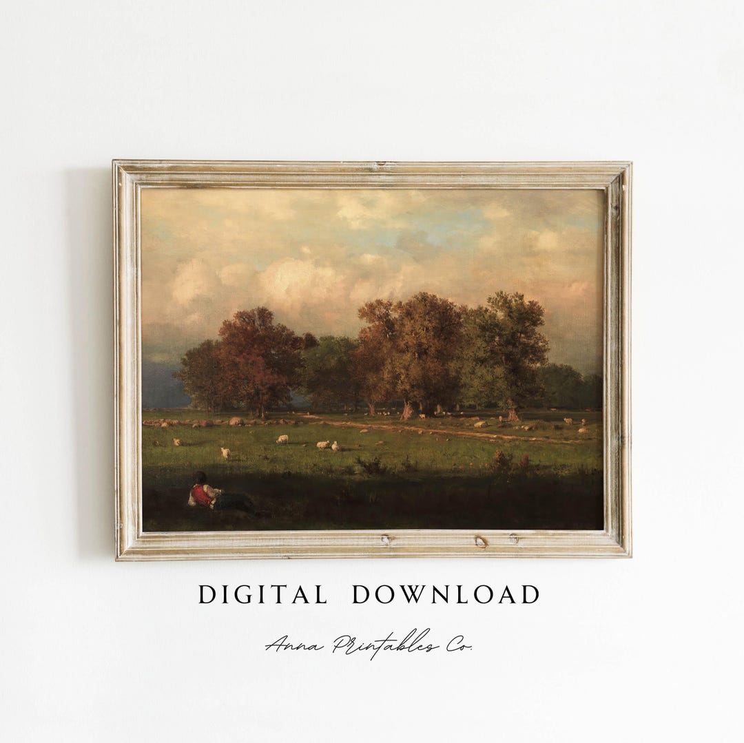 DIGITAL DOWNLOAD | Vintage Fall Landscape Painting Printable Wall Art ...