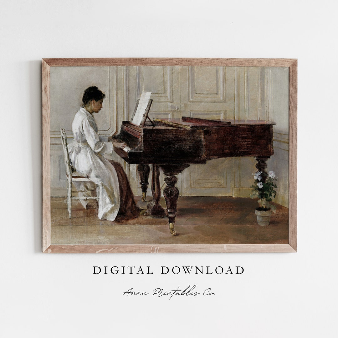 Woman at the Piano | Antique Victorian Painting for Digital Download ...