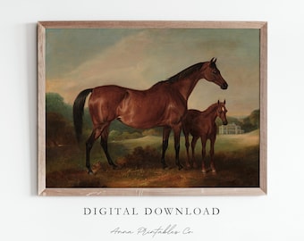 TÉLÉCHARGEMENT NUMÉRIQUE de tableau cheval ancien | Art mural imprimable vintage équestre | Impression d'art victorienne | Décoration de ferme du XIXe siècle