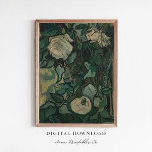 Vincent Van Gogh Imprimir Descarga digital, Rosas y escarabajo, Arte de pared de Van Gogh, Impresión de exposición, Cartel de Van Gogh, Impresión de arte antiguo, Vintage