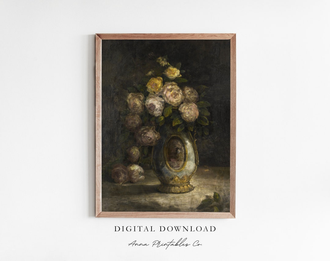 Still Life XII | Antique Rose Bouquet Painting for Digital Download ...
