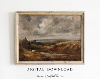 DIGITAL DOWNLOAD Hampstead Heath John Constable Remastered Vintage Printable Wall Art | English Countryside Painting | Moody Landscape Art
