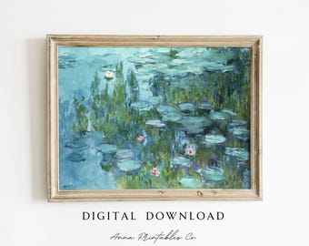Water Lilies by Claude Monet Digital Download | Famous Painting Printable Wall Art | Impressionism Room Decor | Vintage Aesthetic Fine Art