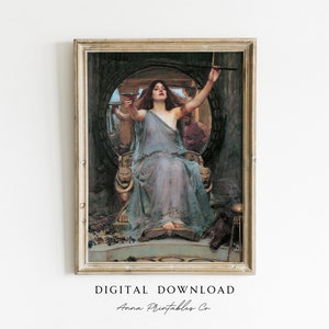 Circe offering the Cup to Odysseus Painting DIGITAL DOWNLOAD | Vintage Pre-Raphaelite Printable Wall Art | John William Waterhouse Decor
