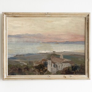 Antique Oil Painting European City by the Sea Wall Art Print, Coastal Painting Printable Wall Art, Landscape Painting Digital Prints, Ocean image 4