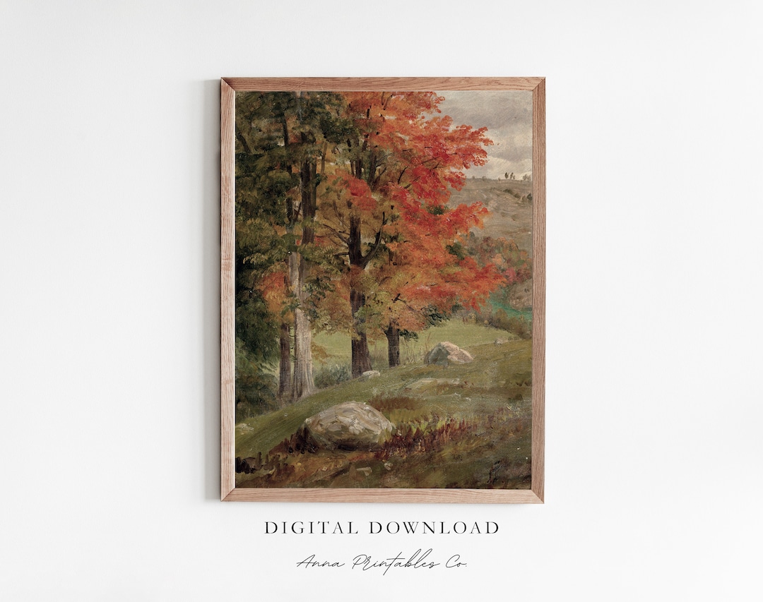 Autumn Trees | Vintage Fall Landscape Painting for Digital Download ...