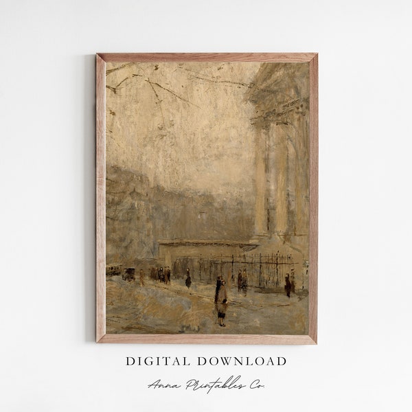 La Madeleine | Antique Painting of The Church of Saint Marie Madeleine in Paris for Digital Download | Vintage Neutral Printable Wall Art