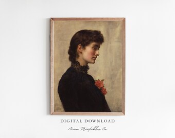 アーティストの妻 | アンティークな雰囲気のある肖像画のデジタルダウンロード | ヴィンテージ ダーク アカデミア 印刷可能な壁アート | ファイン アート コテージ ホーム デコレーション