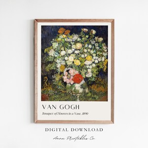 Impresión de arte de Vincent Van Gogh, Impresión de ramo de flores en un jarrón, Van Gogh imprimible, Arte de la pared de la galería, Descarga digital imprimible de Van Gogh