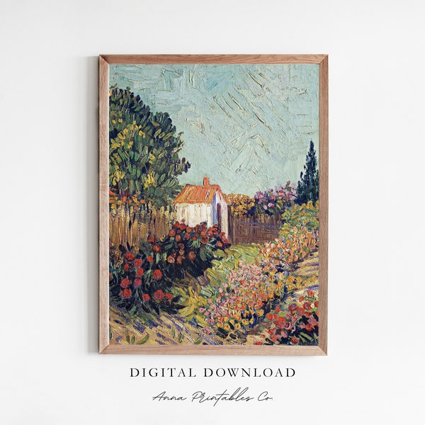 Garden in Summer | Antique Colorful Garden Painting by Vincent Van Gogh for Digital Download | Vintage Landscape Painting | Fine Art Print