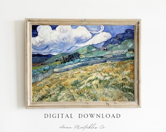 Vincent Van Gogh Landscape at Saint-Remy Painting DIGITAL DOWNLOAD | Antique Impressionist Printable Wall Art | Vintage Country Landscape