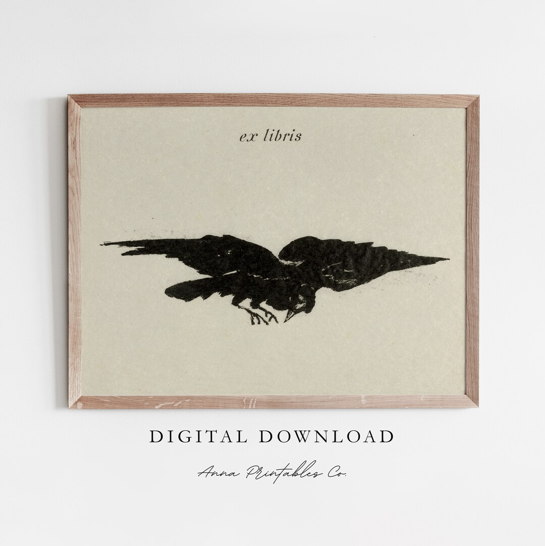 Vintage Raven Art Print Digital Download, Edgar Allen Poe "the Raven ...
