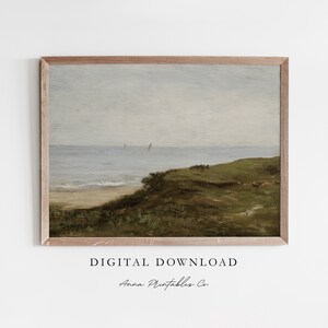 Morning on the French Coast | Antique Coastal Painting for Digital Download | Vintage Beach Printable Wall Art | Ocean Decor |Fine Art Print