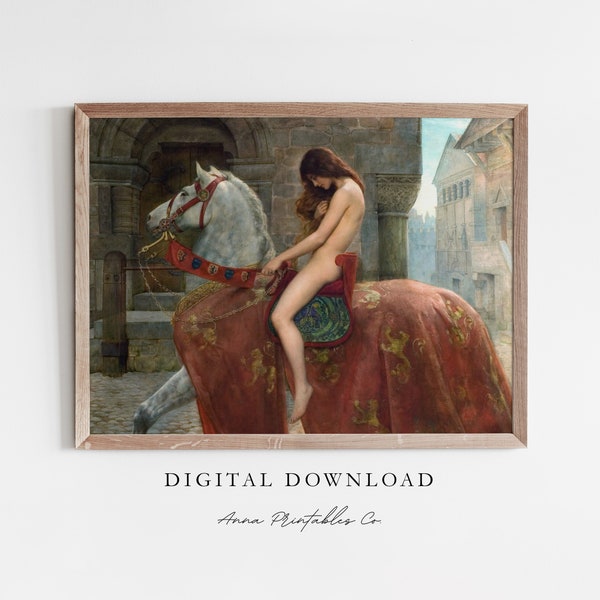 Lady Godiva | Antique Painting of the Ride of Lady Godiva | English Legend Printable Wall Art | Fine Art Prints | Classical Artwork Decor