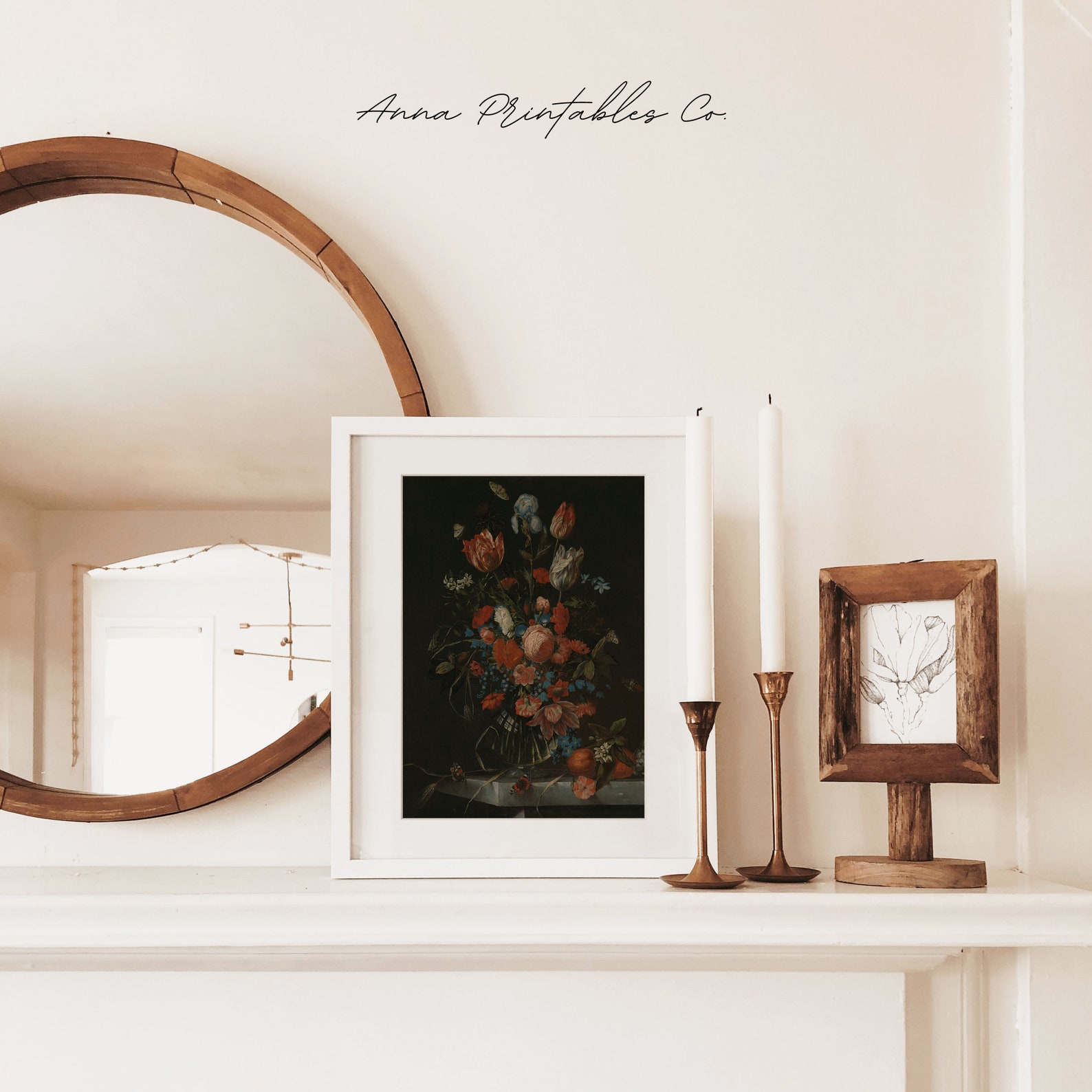Dark Academia Decor, Moody Vintage Flower Print, Dark Floral Wall Art ...