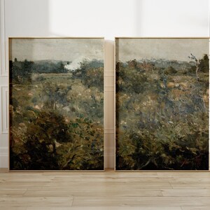 Green Meadow Set of 2 | Antique Landscape Painting Set of 2 Prints ...