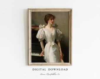 John Singer Sargent Portrait Painting DIGITAL DOWNLOAD | Beautiful Woman Artwork | Victorian Wall Decor | 1800s Fine Art Print | Moody Decor