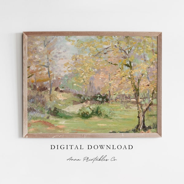 Forest in Spring | Antique Springtime Landscape Painting for Digital Download | Cottagecore Printable Wall Art | Easter Decor | Fine Art