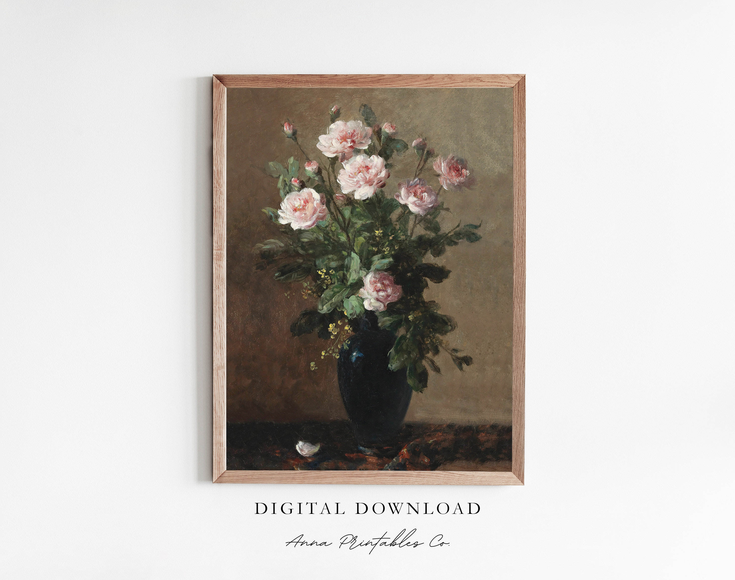 Still Life III | Antique Rose Bouquet Painting for Digital Download ...