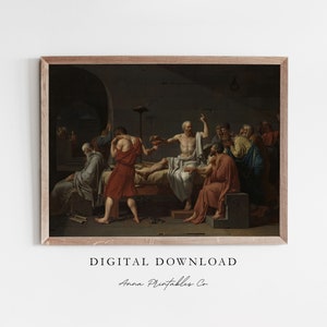 The Death of Socrates Painting Digital Download, Renaissance Art Printable Wall Art,  Dark Academia Decor Wall Art Prints, Fine Art Download