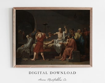 Der Tod des Sokrates Gemälde digitaler Download, Renaissance Kunst druckbare Wandkunst, dunkle Academia Dekor Wandkunst Drucke, Fine Art Download