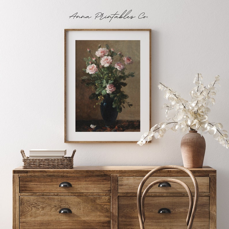 Still Life III | Antique Rose Bouquet Painting for Digital Download ...