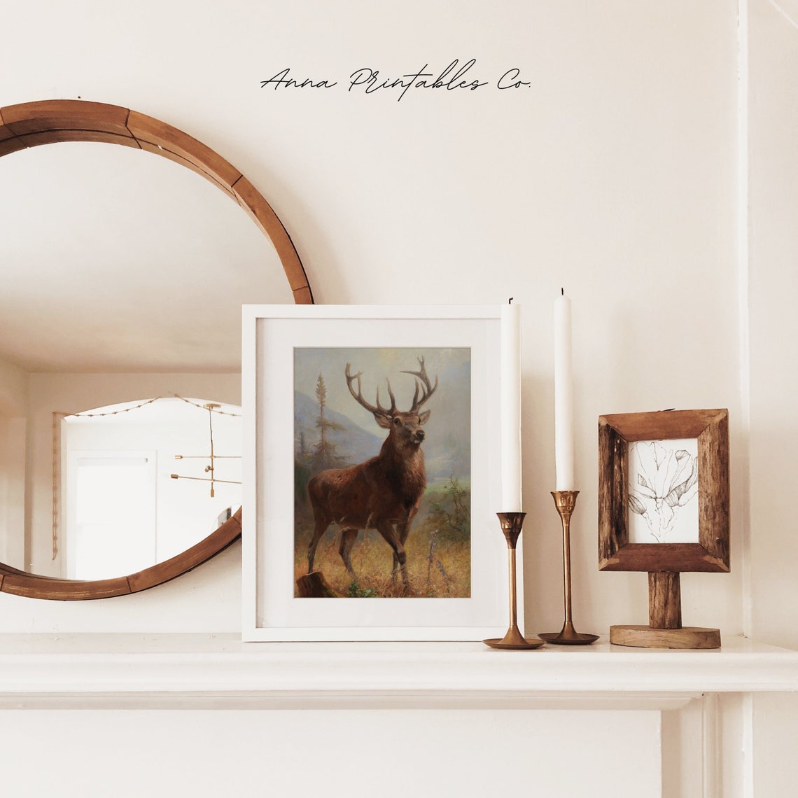 Antique Stag Painting DIGITAL DOWNLOAD | Vintage Deer Printable Wall ...