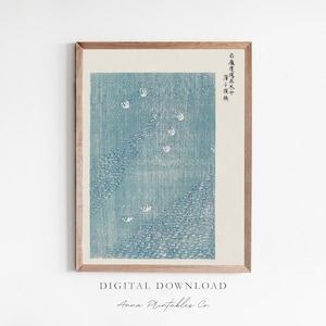 Pôster Japonês II | Impressão de arte japonesa antiga para download digital | Arte de parede vintage asiática para impressão | Impressões de Belas Artes | Decoração de parede azul