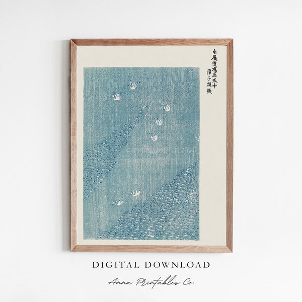 Japanese Poster II | Antique Japanese Art Print for Digital Download | Vintage Asian Printable Wall Art | Fine Art Prints | Blue Wall Decor