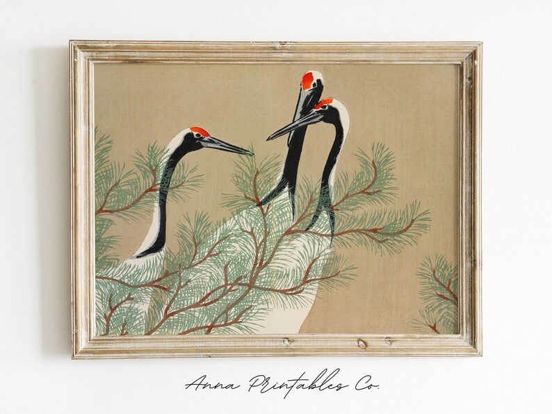 Crane Painting Vintage Japanese Art Digital Download, Asian Art Prints ...