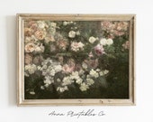 Rose Bush Antique Oil Painting Digital Download, Abstract Floral Printable Wall Art, Roses Wall Decor, Vintage Cottagecore Decor Art Prints