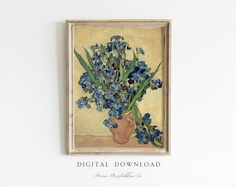 Vincent Van Gogh Irises Remastered Painting DIGITAL DOWNLOAD | Antique Flower Printable Wall Art | Vintage Floral Impressionist Decor Print
