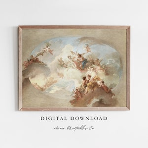 Zephyr, Mars, and Venus | Vintage Classical Roman Oil Painting for Digital Download | Roman Gods Printable Wall Art | Light Academia Decor