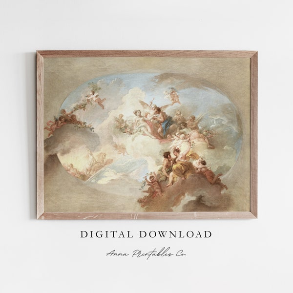 Zephyr, Mars und Venus | Vintage Klassische Römische Ölgemälde für Digitalen Download | Römische Götter Wandkunst | Leichtes Academia Dekor