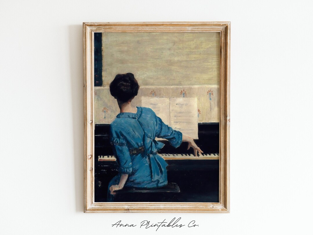 Woman at the Piano Vintage Oil Painting Digital Download - Etsy