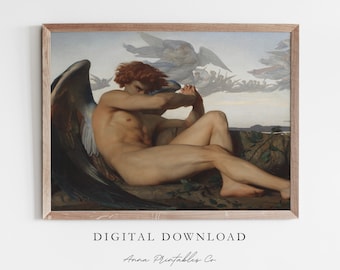The Fallen Angel | Digitally Remastered Painting of Lucifer for Digital Download | Antique Biblical Printable Wall Art | Academia Aesthetic