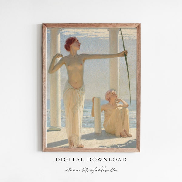 The Archer | Antique Classical Style Oil Painting for Digital Download | Light Academia Printable Wall Art | Ancient Greek Fine Art Prints