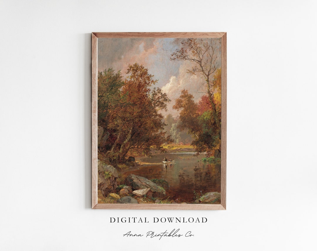 Antique Fall Landscape Painting DIGITAL DOWNLOAD | Vintage Autumn ...