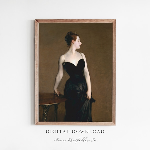 Woman in a Black Dress | Antique Portrait Painting for Digital Download | Academia Aesthetic Printable Wall Art | Fine Art Print Download