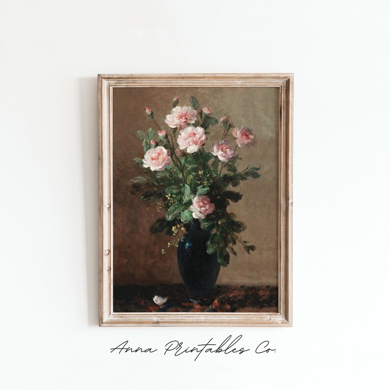 Still Life III | Antique Rose Bouquet Painting for Digital Download ...