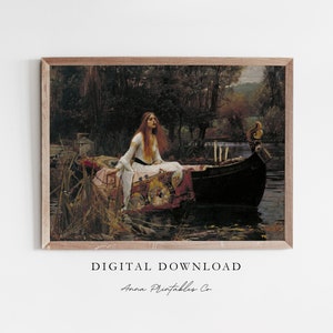 The Lady of Shalott by John William Waterhouse Digital Download, Pre-Raphaelite Printable Wall Art, Vintage Painting, Antique Wall Art Print