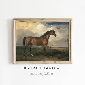 アンティーク馬の絵画 デジタルダウンロード | ビンテージ馬術印刷可能壁アート | ビクトリア朝の動物装飾 | 19 世紀の家庭用ファインアートプリント