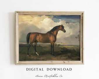 TÉLÉCHARGEMENT NUMÉRIQUE de tableau cheval ancien | Art mural imprimable vintage équestre | Décoration animalière victorienne | Impression d'art maison du XIXe siècle