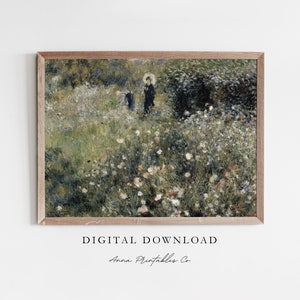 Walk through a Flowering Meadow | Antique Floral Landscape Painting Digital Download | Vintage Abstract Garden Printable Wall Art | Fine Art