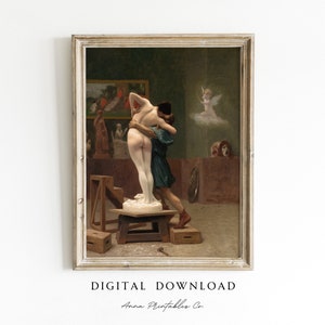 Pygmalion and Galatea Vintage Painting DIGITAL DOWNLOAD | Antique Classica Printable Wall Art | Academia Aesthetic Wall Decor Fine Art Print