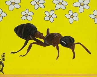 Fourmi - peinture acrylique - nature - animal - décoration murale - décoration - oeuvres d'art originales