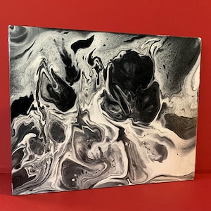 Original 8&quot;x10&quot; Acrylic Paint Pour &quot;Black & White I&quot;