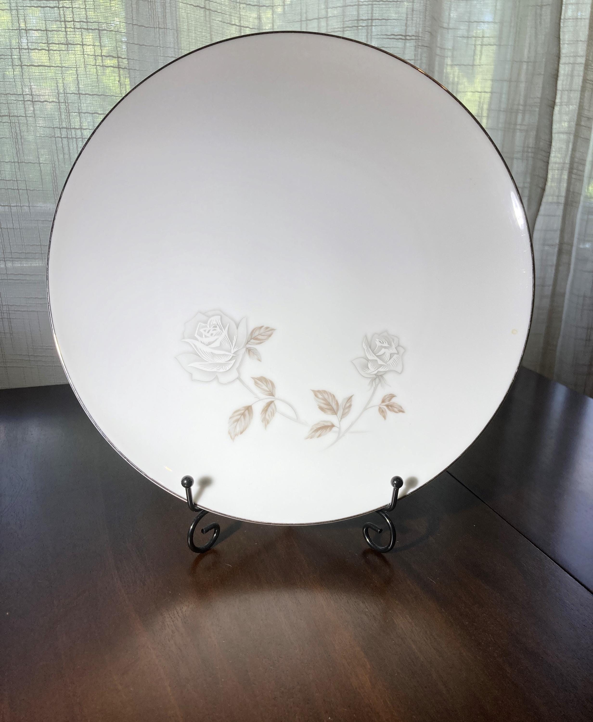 Vintage Noritake ROSAY China #6216 White and Gray Roses Dinner Plate